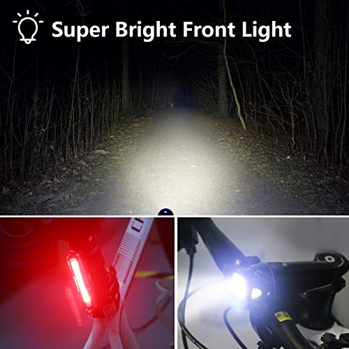 Bike Light set - Waterproof USB Rechargeable LED Bicycle Light Front and Taillight - Easy Install for Kids Men Women Road Cycling Safety Flashlight - Fits All Cyclings, Hybrid, Road, MTB,Night Sports