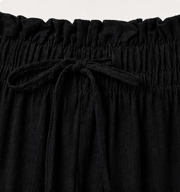 UDILEO B61 Women's Summer Wide Leg Palazzo Trousers High Waist with Elastic Lightweight Soft and Breathable