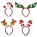 Toys World Shop 4 Christmas Headbands Pack Cute Christmas Head Wear Funny Reindeer Antler Happy Santa Claus Hair Band Holiday Headbands Xmas Party Decoration Accessory Christmas Costume Cosplay
