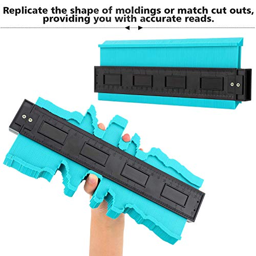 Jauge de Contour 250mm Plastique Copieur de Profil Jauge de Profilé pour Regle Architecte, Copieur de Contour pour Précision de Mesure de Carrelage, Outil de Marquage du Bois Stratifié (25 CM, Vert)