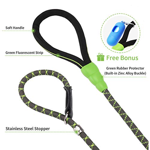 morpilot Correa de Perro, Correa de Nylon Resistente para Perros, Correa Adiestramiento Cuerda Ajustable con Mango Suave, Correa para Perro Grande Mediano Pequeño (Talla M)+ Bolsa de Basura