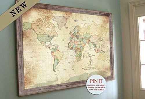 Vintage Inspired Push Pin Map, Personalized, 30X45 Inches, Keepsake gift, Gift for parents