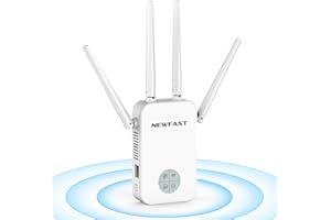 NEWFAST 1200Mbps WiFi Extender,Dual-Band WiFi Signal Booster with 4 High Gain External Antennas,Wireless Repeater for Home,WP