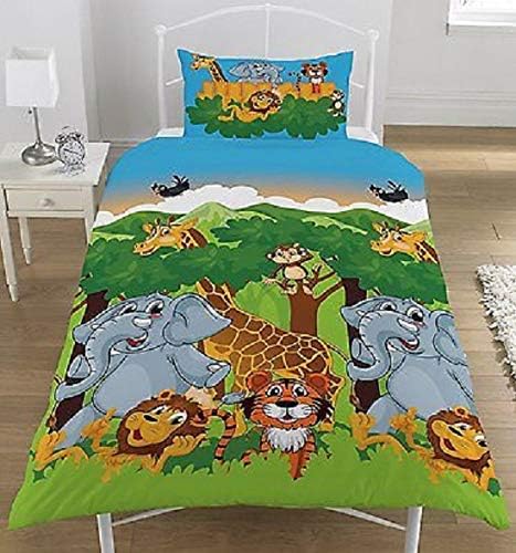 KidCollection Dinosaur World Dino Herd Single/Double Reversible Duvet Cover Bed Set Jurassic (Double Duvet Cover)