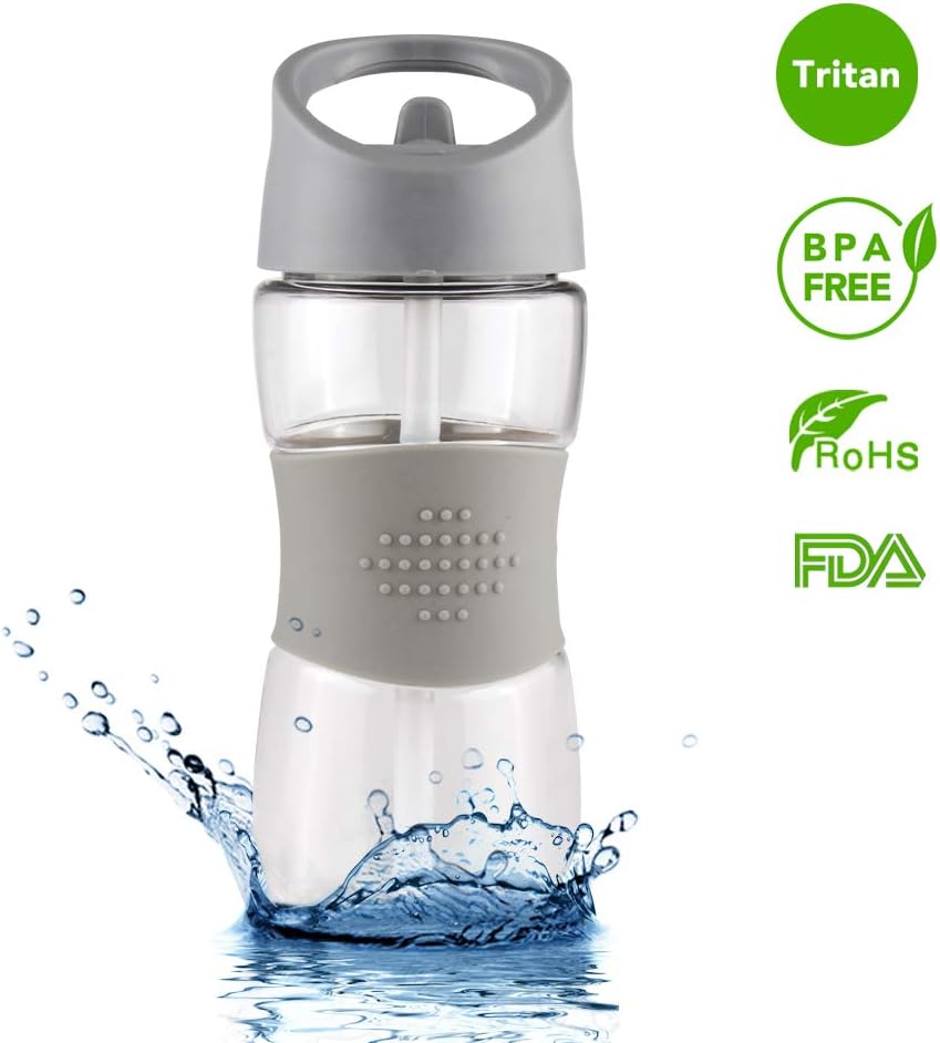 Sivaphe Water Bottle with Handle and Straw, Tritan Drinking Bottle, BPA Free, Cycling Bike Outdoor Hiking(Grey, 350ML) - Image 4