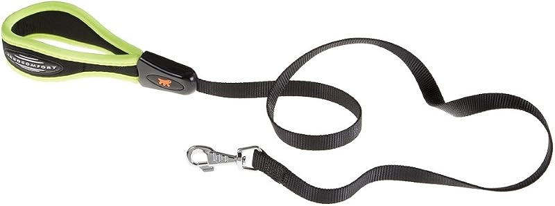 Correa Perro ERGOFLUO, Correa Perro Grande, Asa ergonómica Acolchada, Nylon. Tamaño 120 cm, Amarillo