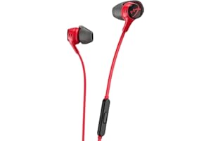 HyperX Cloud Earbuds II – 14mm Drivers, Four Eartips, Hard-Shell Carrying Case, Low-Profile 90° Plug, 3.5mm Plug, Built-in Microphone, Multi-Function Button, PC, Mobile, Nintendo Switch – Red