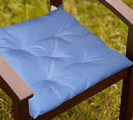 Lushomes Light Blue Water Resistant Chair Cushion With 5 Knots And Velcro 40 X 40 Cms Pack Of 2 Outdoor Collection Amazon Ae