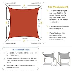 16'x16'Sun Shade Sail Square Sail Shade Canopy for