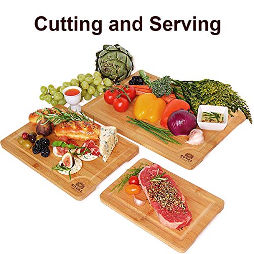 Wooden Cutting Boards for Kitchen Meal Prep & Serving Bamboo Wood
