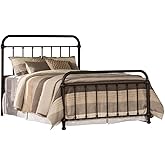 BOWERY HILL Metal Spindle Panel Bed/Headboard Footboard Included/Box Spring Required/Dark Bronze/Traditional Antique/Queen