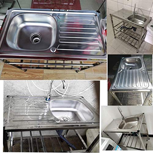 Spülbecken, Outdoor Mobile Edelstahl Einzelbecken mit Halterung, Home Restaurant Waschbecken Becken Ständer… – Bild 8