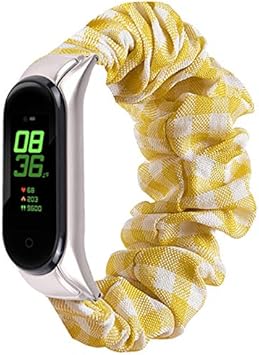 Miimall Correa Scrunchies Compatible con Xiaomi Mi Band 3 / Mi Band 4, Suave Tela Estampada Elástica Pulsera de Repuesto con Marco Metal para Xiaomi ...