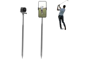 YKI Golf Monopod Selfie Stick, Portable Phone Camera Spike Stake for Recording Your Golf Swing, Golf Phone Holder for Training Aid, Golf Swing Camera Pole Mount