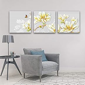 wall26 3 Panel Canvas Wall Art Elegant Flowers...