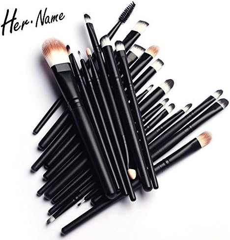 HERNAME Makeup Brush Set Professional Face Eye Shadow Eyeliner Foundation Blush Lip foundation Makeup Brushes Powder Liquid Cream 20 Pieces Cosmetics Blending Brush Tool makeup (Black)