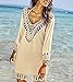 Women's Bathing Suits Cover Up Beach Bikini Swimsuit Swimwear Crochet Dress (One Size, Beige)