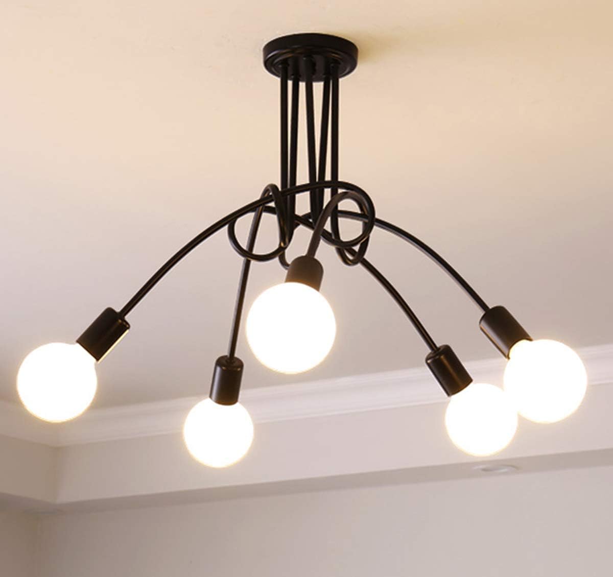 YXZQ Ganeed Modern Sputnik Chandelier Lighting 5 Lights Brushed Brass