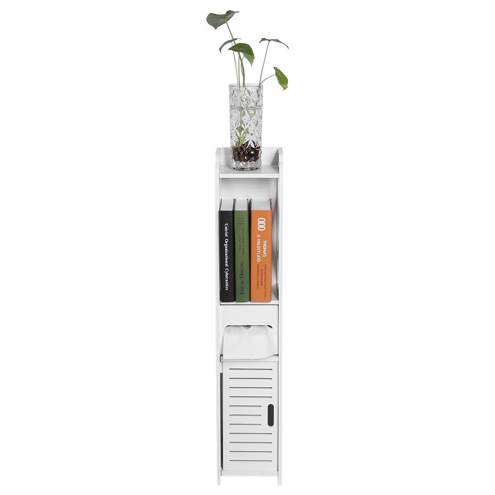 White Wooden Bathroom Storage Cabinet, Tissue Storage Rack with Open Shelf, 80x15.5x15cm, for Bathroom Bedroom Kitchen Toilet