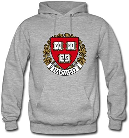 HuaTu Harvard University Logo Youth Hoodie Pullover Unisex Large Grey