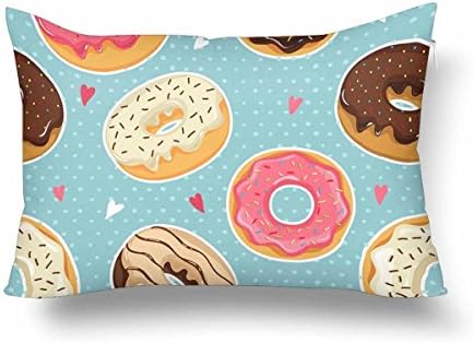 DEFFWB Cute Donut Colorful Glazing Pillow Cases Pillowcase 18x18, Rectangle Pillow Covers Protector for Home Couch Sofa Bedding Decorative