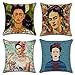 Joyi Pack of 4 Frida Kahlo Self-Portrait Cotton Linen Throw Pillow Case Car Cushion Cover