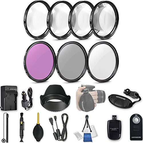 58mm 21 Pc Accessory Kit for Canon EOS T6i, T7i, 77D, T6s, 750D, 800D, 760D DSLRs with UV CPL FLD Filters, &amp; 4 Piece Macro Close-Up Set, and More