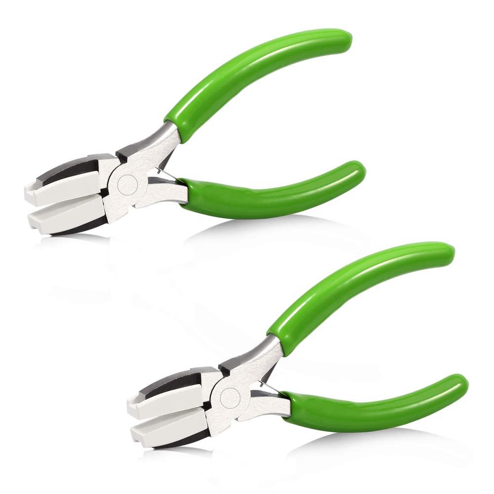 SPEEDWOX 5 Inches Flat Nose Plier Nylon Jaw Pliers 2 Pcs Set Wire Wrapping Tool Jewelry Making Tool Mini Wire Straightentener Wire Bending Jig — image 1