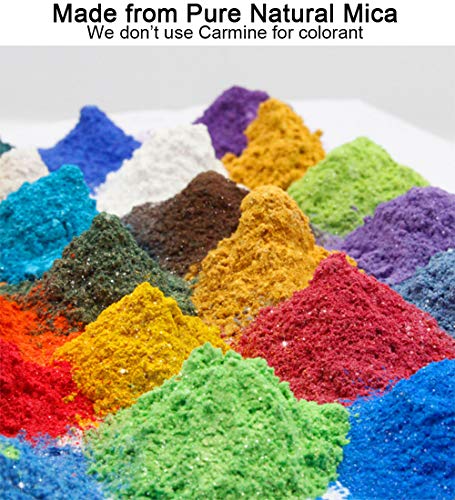 Mica [30 Colors 10gram/0.36ounze each] Mica powder for Soap Making Dye Kit,Powdered Pigments Set,Bath Bomb Dye Colorant,Makeup Dye Resin dye,Eye shadow, Blush,Nail art,Resin jewelry,Artist,Craft,Cards - Thumbnail 2