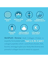 RENEW Multi Colágeno Proteína Polvo – mezcla premium de bovino hidrolizado con base de hierba, marino,...