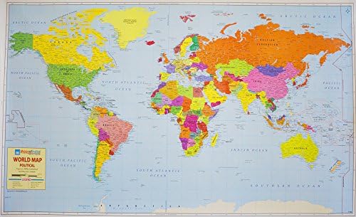 World Political Map on Art Paper Wall Chart – 1 January 2017