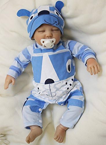 22" 55cm Handmade Real Looking Realistic Lovely Sleeping Reborn Baby Newborn Doll Soft Silicone Vinyl for Kids Birthday Christmas Gift Children Playmate Growth Partner