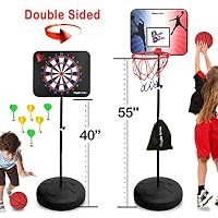 Dunk it Darts Magnetic Dart Board and Basketball Game - 2 Fun Kids Games in 1. So Easy to Adjust The Height, Your Kids Will Literally Grow up with it. A Fun Safe Addition to Any Indoor Boys Games Room