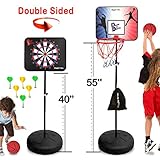 Dunk it Darts Magnetic Dart Board and Basketball Game - 2 Fun Kids Games in 1. So Easy to Adjust The Height, Your Kids Will Literally Grow up with it. A Fun Safe Addition to Any Indoor Boys Games Room