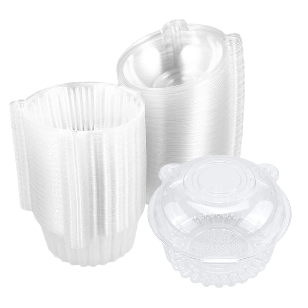 Corkwaw 50 Pack Clear Plastic Cupcake Muffin Single Cup Cake Holders Boxes Pods Domes Cases, for fairycake,Large Muffin,Salad