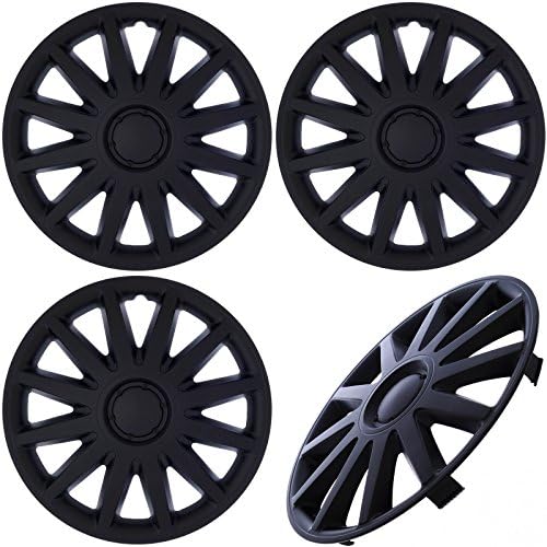 Cover Trend (Set of 4), Universal Aftermarket, 16" Matte Black Hub Caps Wheel Covers