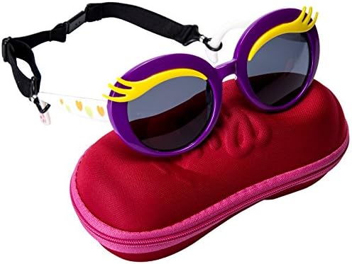 Seamaid Girls Eyelash sunglasses - Polarized UV400 Protective Flexible Frame Eyeglass for Kids Childrens - Stylish Cute sunglass with Adjustable Sports Eyeglass Strap and Shoe shape Case