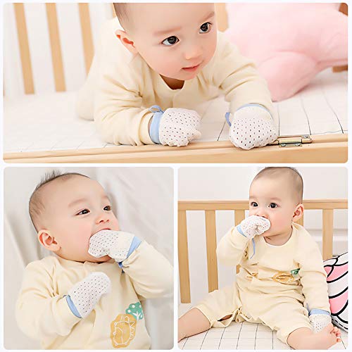 MMBABY 3 Pack Newborn Baby Cotton Gloves Mittens For 0-6 Months Boys Girls (Pink+blue+yellow)
