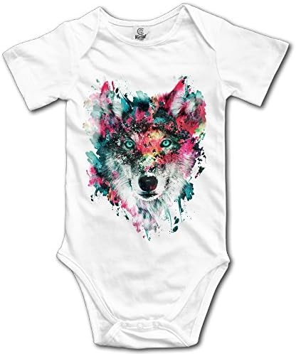 Digital Art Wolf Newborn Boys Girls Short Sleeve Baby Onesie Bodysuits
