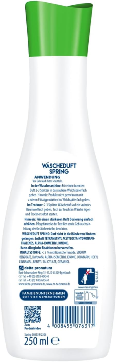 Dr. Beckmann Wäscheduft Spring | Für frischen und langanhaltenden Duft | Ohne Weichspüler | Für alle Textilien geeignet | 250 ml 4