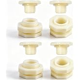 ANPTGHT 1/2" Female ABS Bulkhead Fitting with Plugs (Set of 4) | Plastic Water Tank Connector Adapter Fitting for Outdoor rain Barrel Garden Hose Adapter Spigot kit Water Tank Drain Bucket