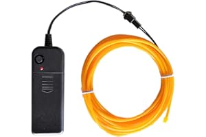 DOBESTYOU El Wire,5m Yelow neon Light Flash Electroluminescence, Used for DIY Design, Various Holiday Party Decoration (5M, 1pack-Yellow)