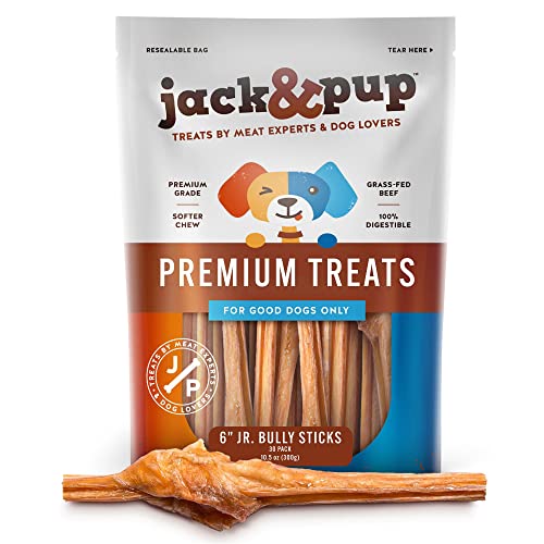 Jack&Pup Bully Sticks for Small Dogs 6 Inch Junior Bully Stick Dog