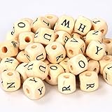 Bingcute 300pcs Mixed Wooden Letter/Alphabet Beads Letter