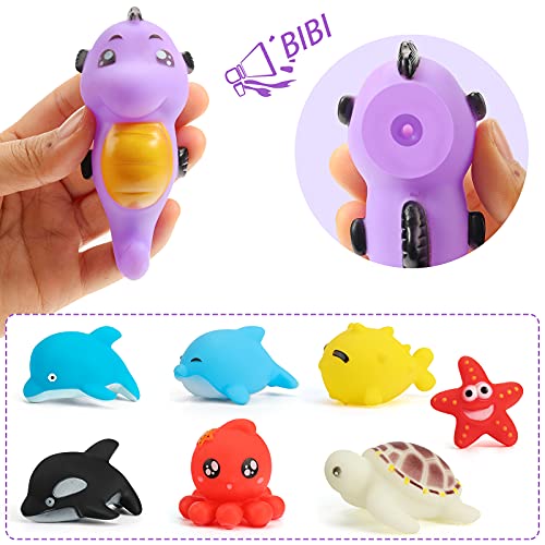 Shindel 16PCS Bath Toys, Kids Floating Animal Toys Pool Toy Set Fishing Net Clockwork Swimming Toys for Kids Toddler Baby, Summer Party Beach Games and Birthday Gifts for Boys and Girls