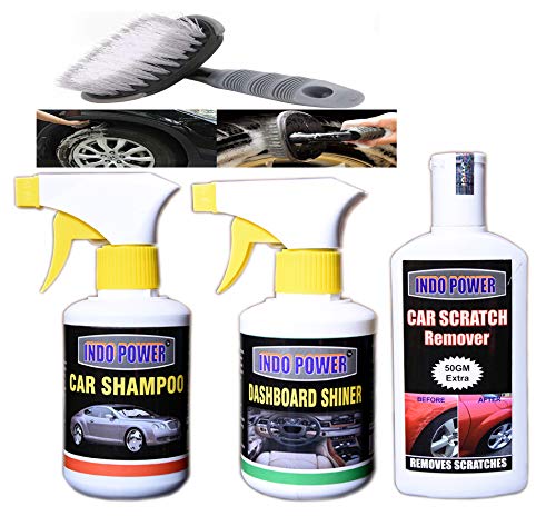 INDOPOWER KG977-CAR Shampoo Gun 250ml.+Dashboard Shiner Gun 250ml.+CAR Scratch Remover 200gm.+All Tyre Cleaning Brush
