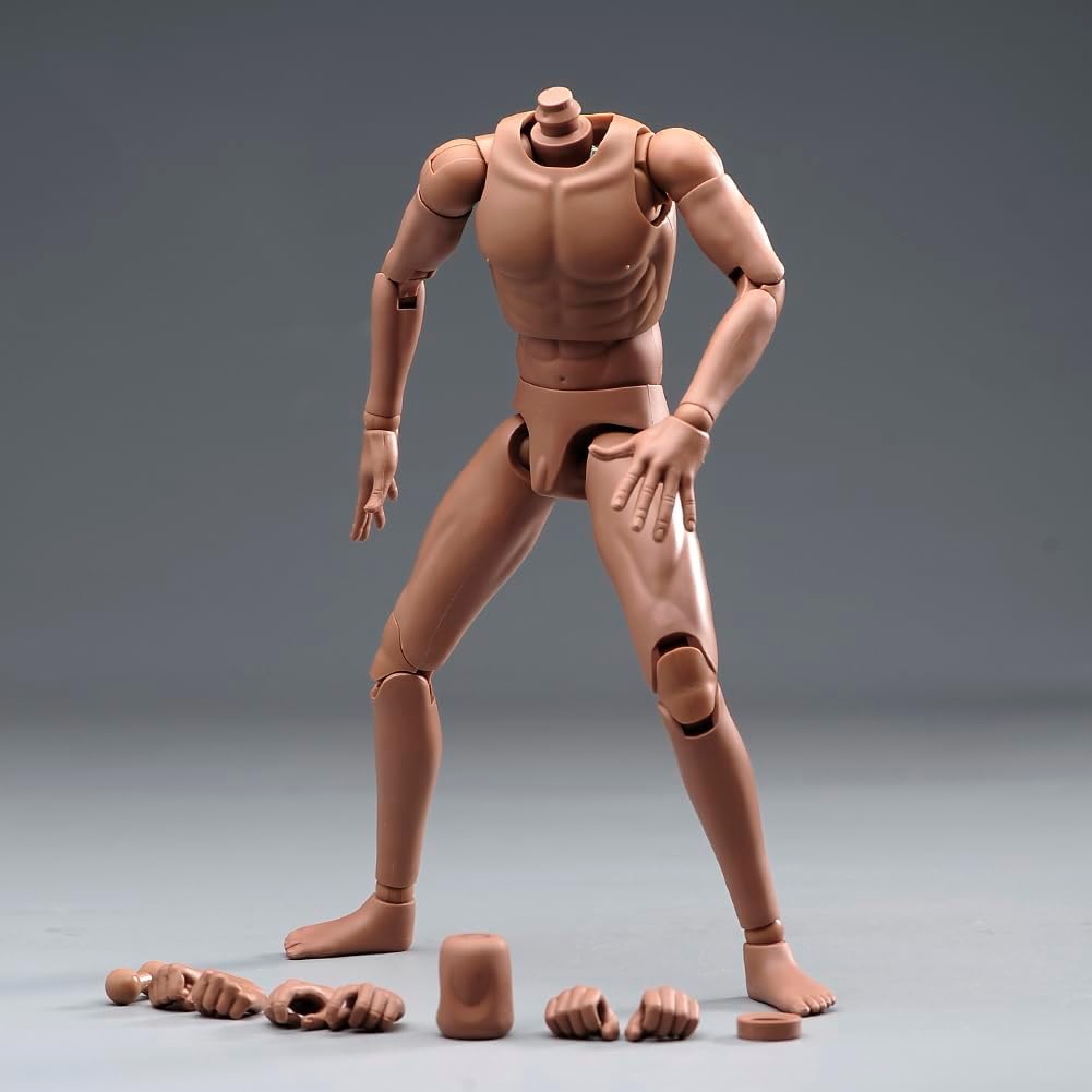 Photo 1 of 1/6 Scale Male Action Figure, 12 Inch Muscle Man Flexible Ball-Jointed Aciton Figure, Miniature 1/6 Male Muscular Action Figure Body Model With Detachable Hand Gesture Shapes Accessories (suntan skin)