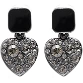 2PCS Women's Square Ear Clips Clip On Earrings Rhinestone Earrings,Non Pierced Earrings for Brides, Bridesmaids, Prom and Wedding