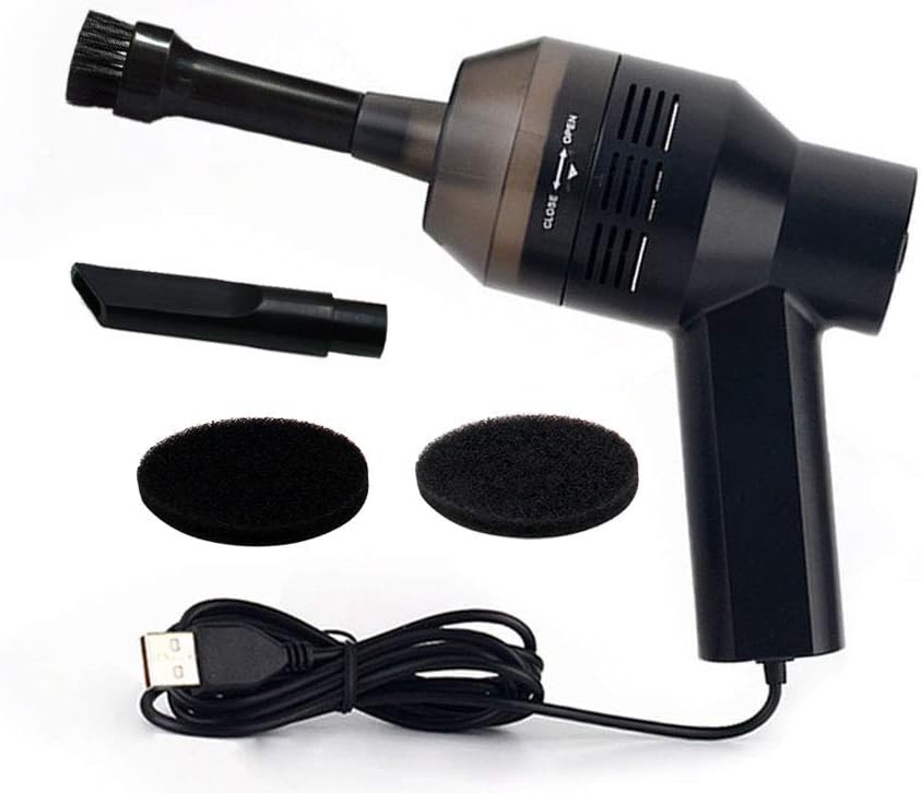 UKHONK USB Mini Vacuum Cleaner Desktop Dust Cleaner Collection Tool with Brush for Cleaning Keyboard Dust,Bread Crumbs,Paper Scrap,Eraser Crunbs,Cigarette Ash,Car Device(Black)