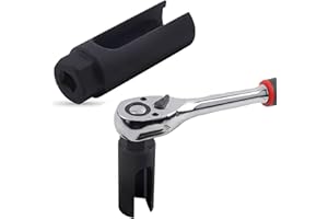 Crynod 1 PC Type I Car Sensor Socket, Metal Vehicle Wrench Sleeve Replacement, Universal Six Corner High Torque Automotive Repair Tool Accessories for Cars Trucks SUVs RVs (Black #L)